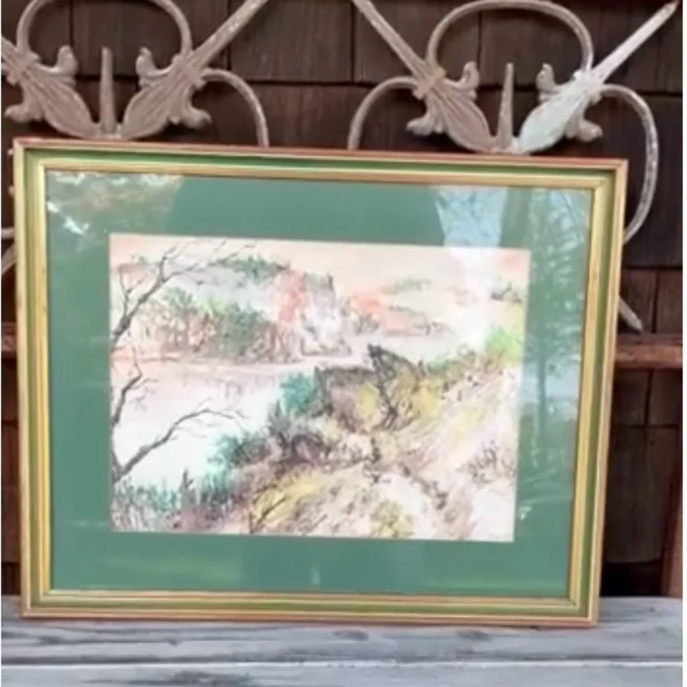 Original Oil Impressionist Landscape Painting: Fisherman's Sky, Signed Delmor